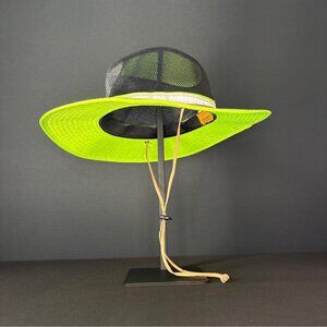 Goldcoast Sunwear Safety Neon Green Wide Sun Brim Hat Mesh Adjustable Chin Strap